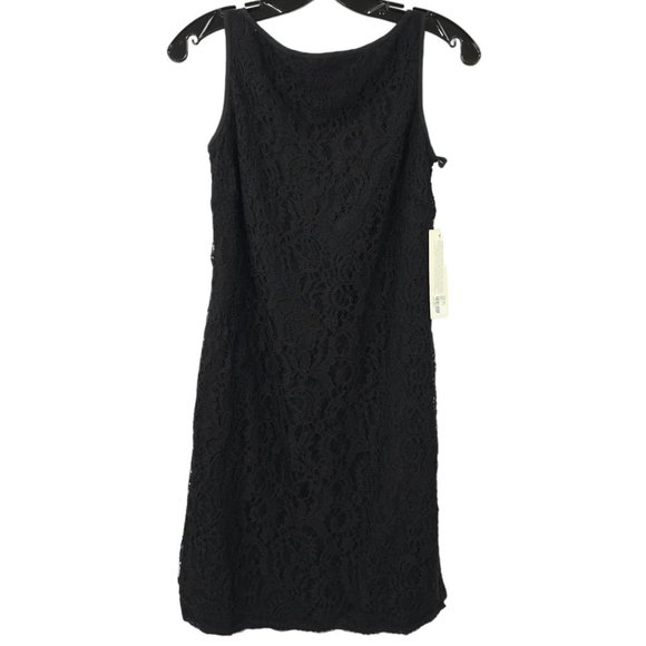Gather & Gown Dresses & Skirts - Gather & Gown Sheath Dress Women Size 0 Sleeveless Black Floral Lace Overlay NEW